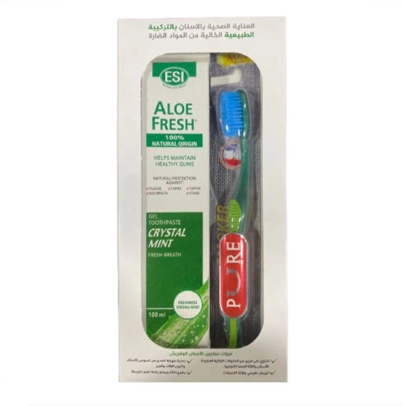 Aloe Fresh Crystal Mint Toothpaste 100ml + Smoker Toothbrush Free – Taj  Class
