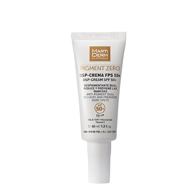Tube of Martiderm Pigment Zero DSP-Crema FPS 50+ on a white background