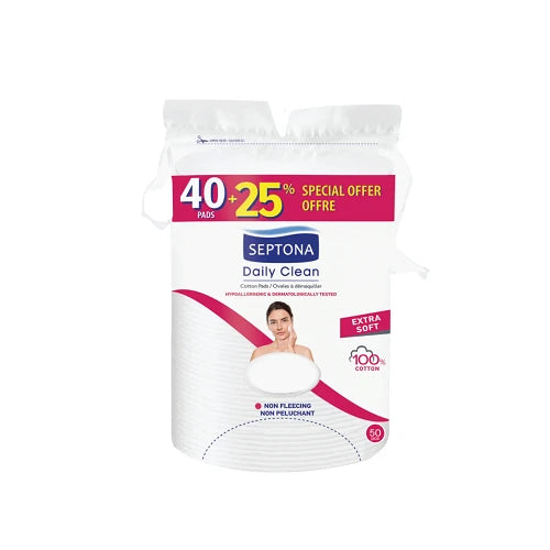 Septona Cotton Pads Oval 40 Pieces + 25% Promo Pack