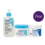 CeraVe SA Smoothing Cleanser for normal, Dry And Rough Skin 236ml & Cerave SA Smoothing Cream 340g + CeraVe Moisturizing Cream 340g Free