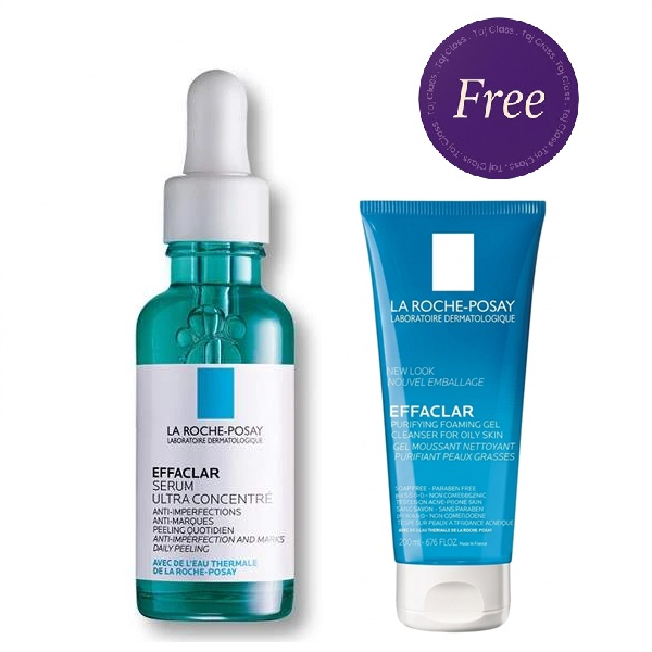 La Roche Posay Effaclar Serum 30ml + Effaclar M Foaming Cleansing Gel 200ml Free
