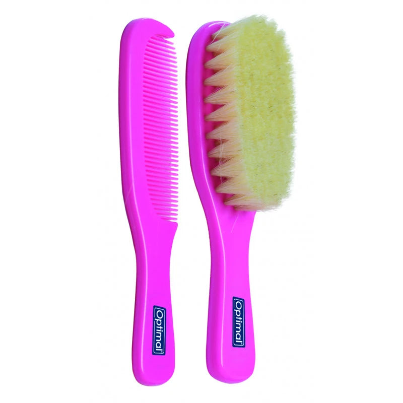 Optimal Hair Brush With Comb Set Blue With Pink With White