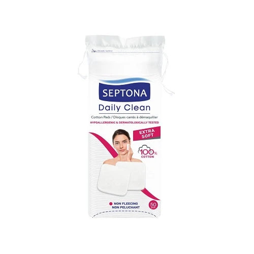 Septona Sqaure Large Cotton Pads, 50 Pieces