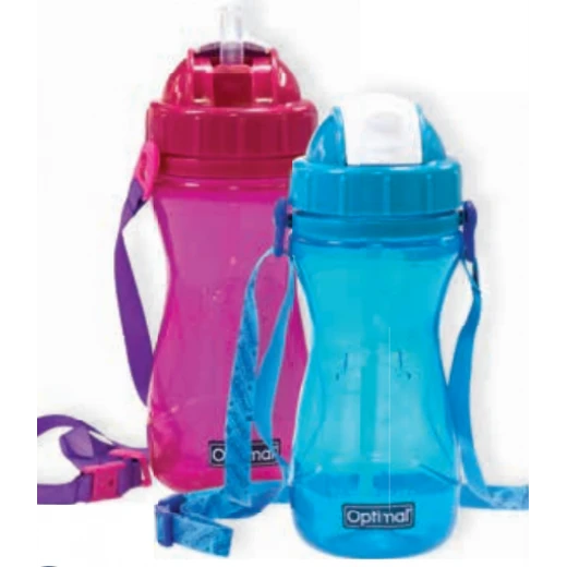 SILICONE STRAW BOTTLE 12M+ 500ml BLUE 'PINK
