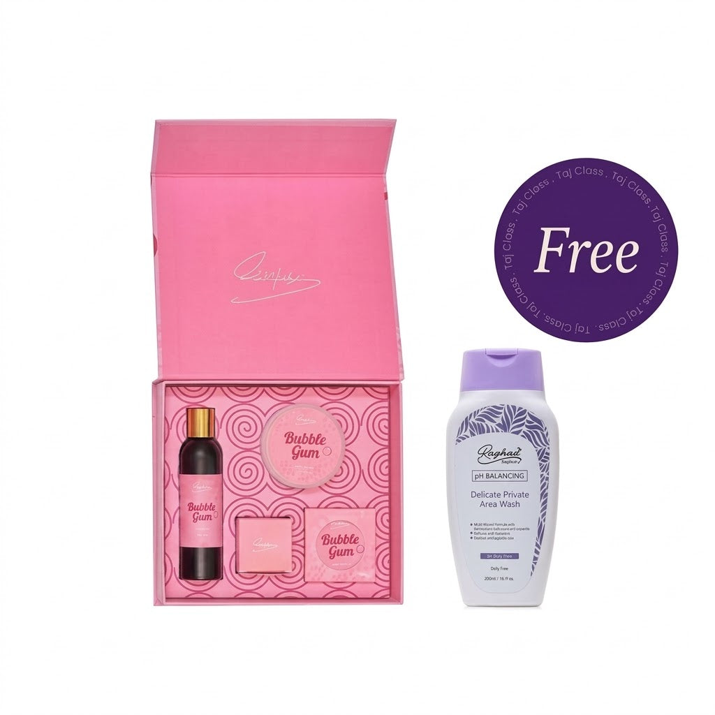 Raghad Organics Bubble Gum Package + Raghad Organics Delicate Private Area Wash Unscented 240ML Free