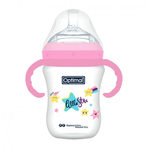 Optimal Mamilla Extra Wide Neck With Handle - Double Anti - Colic System (300Ml) - 6+ Blue 'Pink 'Green