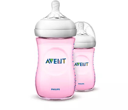 Philips Avent Natural Baby Bottle Slow Flow Teat 260 m - Pink - 2 Bottles