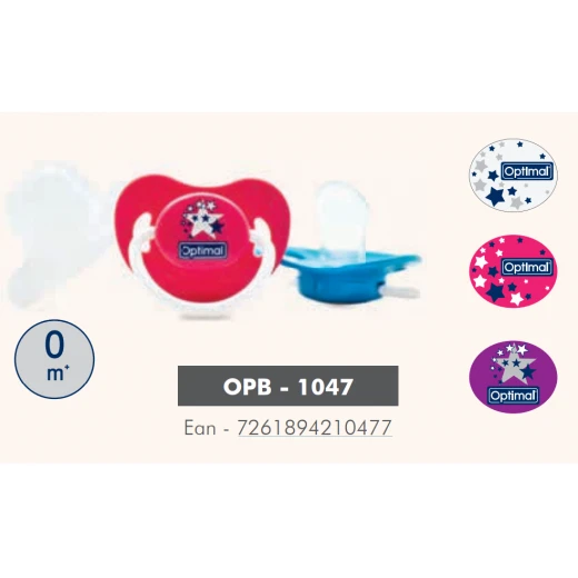 Optimal Orthodontic Pacifier 0+ Blue 'Pink 'Purple 'White
