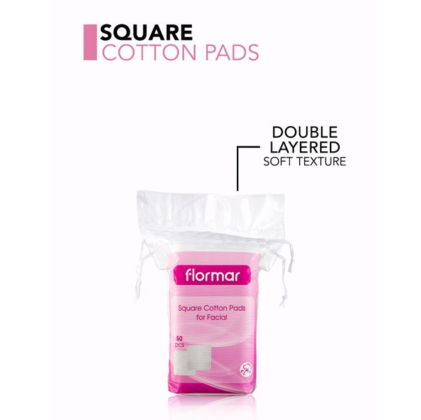 Flormar Square Cotton Pads For Facial 50PCS