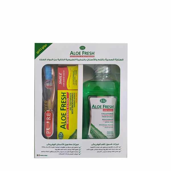 Esi Aloe Fresh Smile Gel Toothpaste Offer (smile100ml+mouth Wash 500ml +wow Charcoal Toothbrush Free)