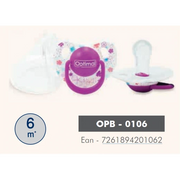 Optimal Round Nipple Silicone Pacifier 6+ Blue 'Pink 'Purple