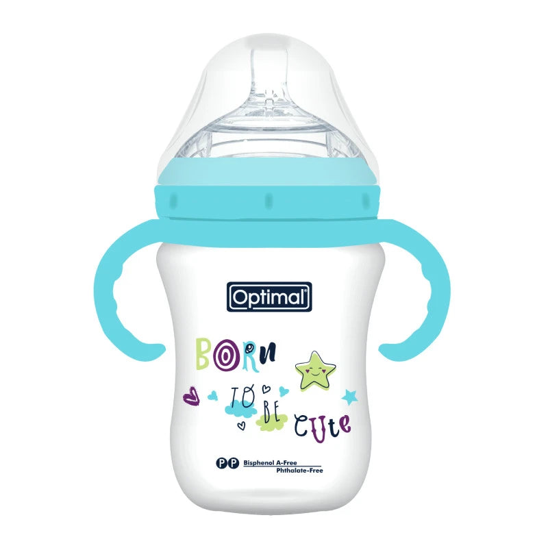 Optimal Mamilla Extra Wide Neck With Handle - Double Anti - Colic System (300Ml) - 6+ Blue 'Pink 'Green