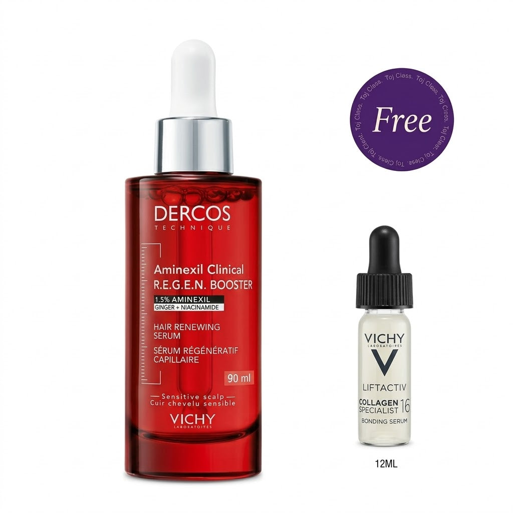 Vichy Dercos Aminexil Clinical Regenerative Boost Serum 90ml + Liftactiv Collagen Specialist 16 Serum 12ml Free