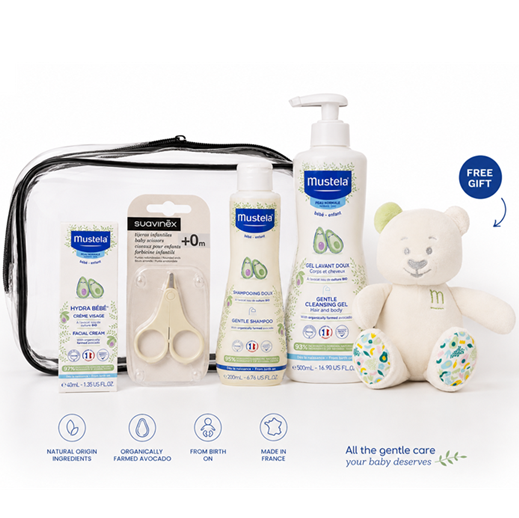 Mustela & Suavinex Baby Care Set  With Safe Baby Scissors for Complete Daily Baby Care