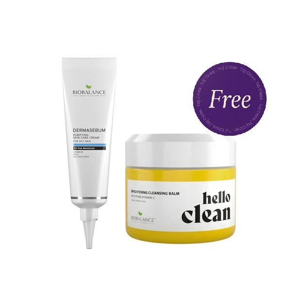 Bio Balance Derma Sebum Purifying Skin Care Cream 55ml + Hello Clean Brightening Cleansing  100ml Free