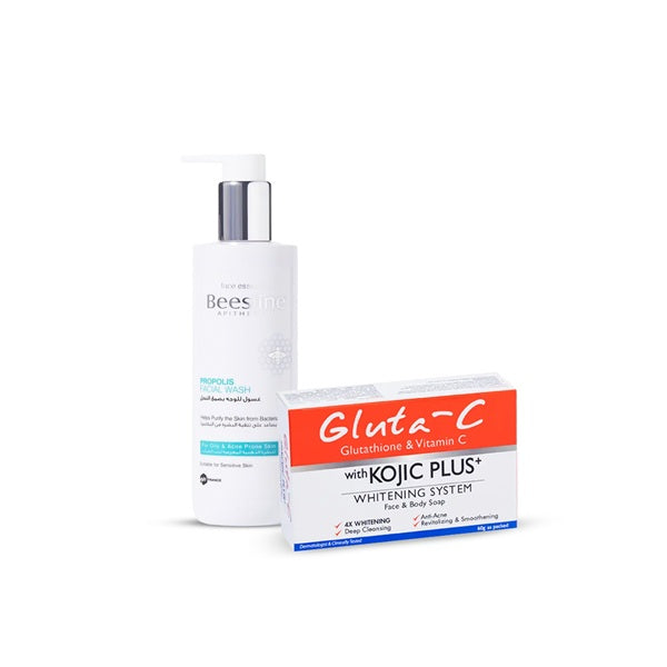 Beesline Propolis Facial Wash for Oily and Acne-Prone Skin 250ml + Gluta-C Face and Body Soap with Kojic Plus+ Whitening System Offer