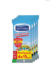 Septona Antibacterial Kids Wipes 15 Wipes, 2 +2