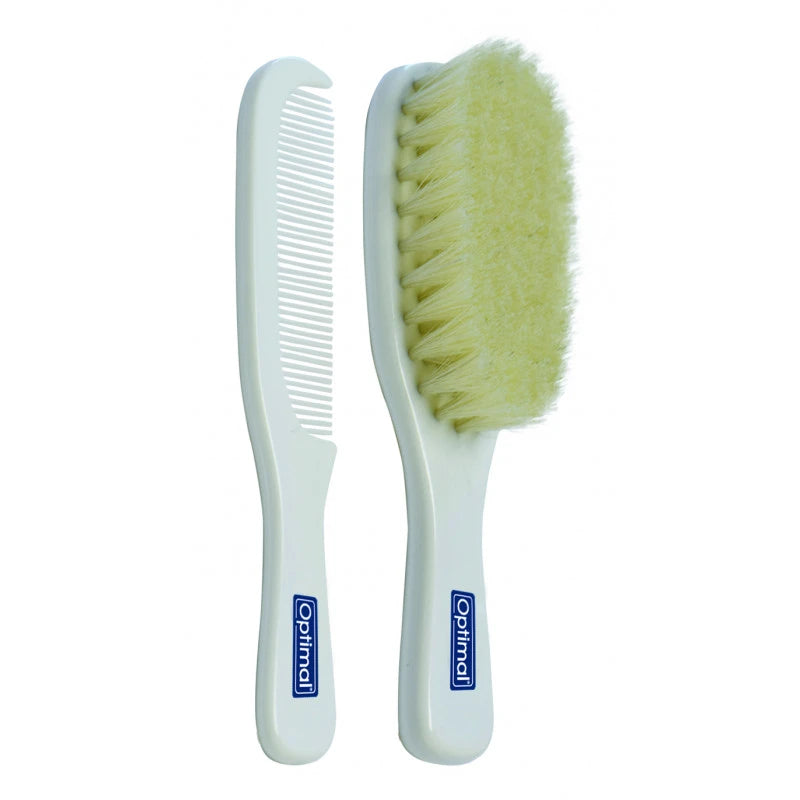 Optimal Hair Brush With Comb Set Blue With Pink With White