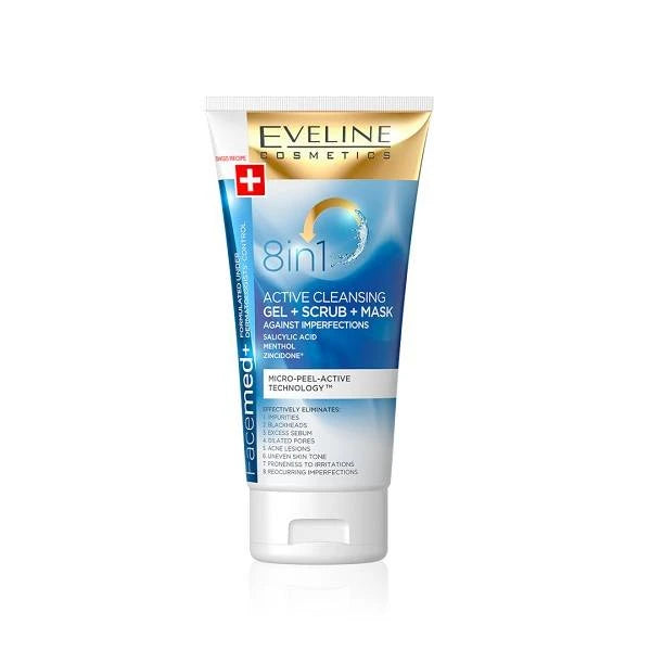 Eveline 8 In 1  Active Cleansing Gel, Scrub & Mask