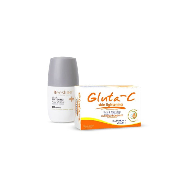 Beesline Whitening Roll on Deodorant Invisible Touch 50ml + Gluta-C Skin Lightening Soap Offer