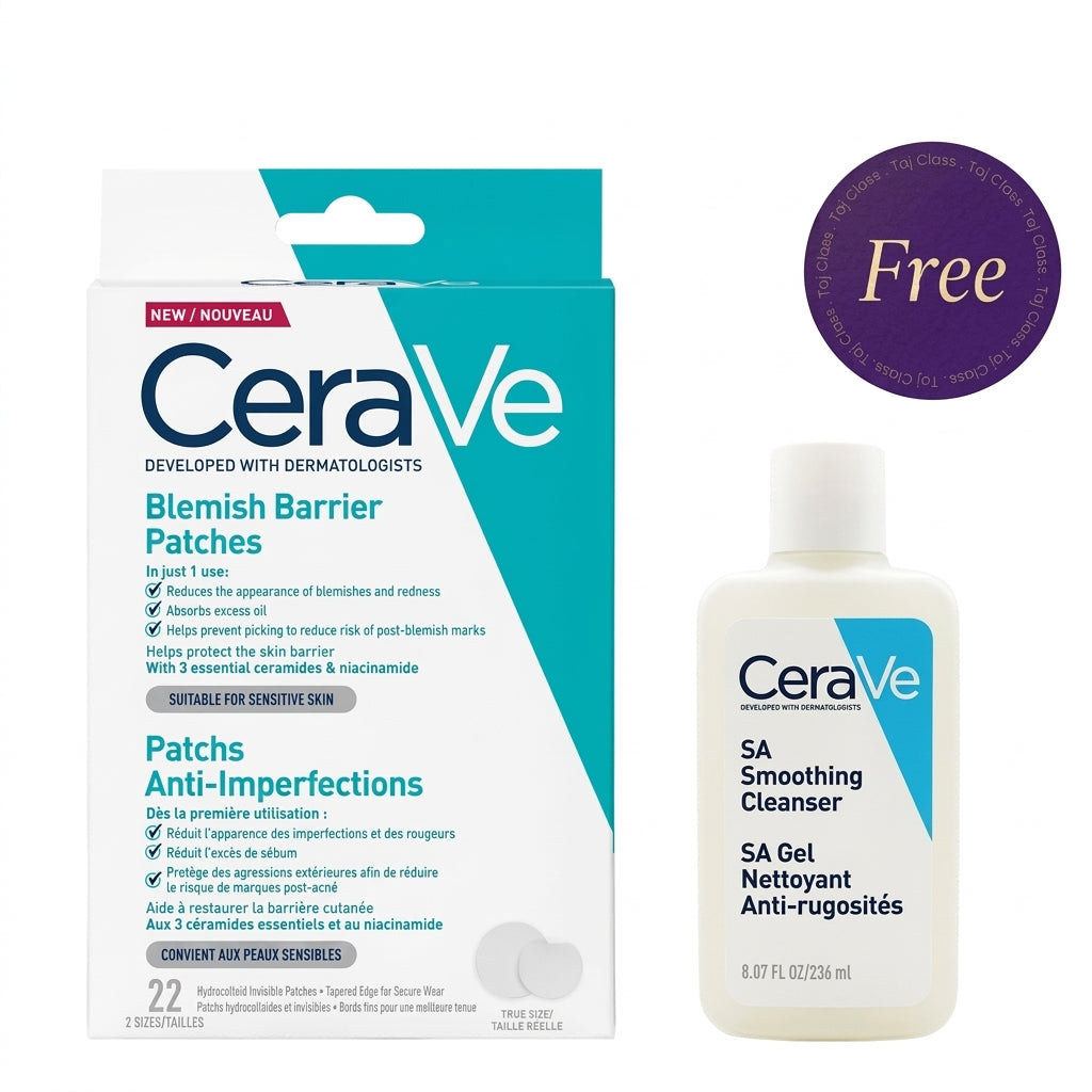 Cerave Blemish Barrier Patchs Anti-Imperfections 22 Patchs 2 Size + SA Smoothing Cleanser 20ml Free