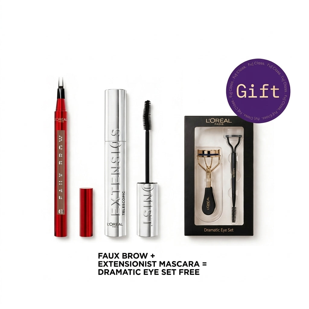 L'Oréal Paris Extensionist Lengthening & Curling Mascara Black + Faux Brow Tint Pen Get Dramatic Eye Set Free