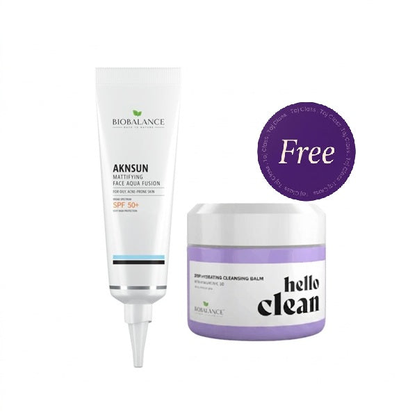 Bio Balance Aknsun 50+spf 40ml + Hello Clean Deep Hydrating Cleansing 100ml Free
