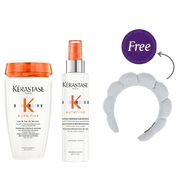 Kerastase Nutritive Bain Satin Riche High Nutrition Rich Shampoo For Very Dry Hair - 250ml &Lotion Thermique Sublimatrice 150ml + Head Band Gift
