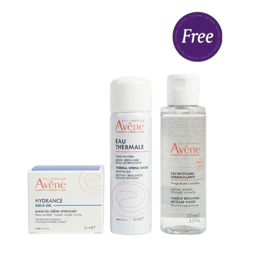 Avene Hydrance Aqua Gel 50ml With Thermal Water Spray 50ml + Makeup Removing Micellar Water 100ml Free