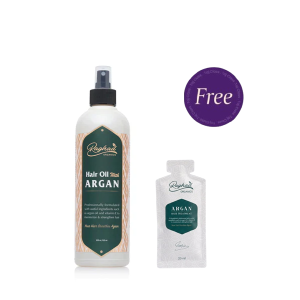 Raghad Organics Hair Oil 500 ml + Argan Hair Treatment 20ml Free