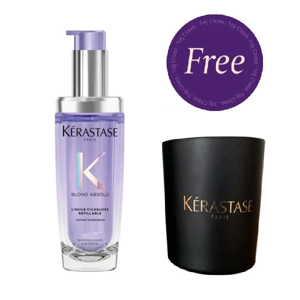 Kerastase Blond Absolu L'Huile Cicagloss Refillable 75ml + Kerastase Parfumee Scented Candle Free