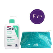 Cerave Foaming Cleanser for Normal to Oily Skin with Hyaluronic Acid 473Ml + Free Pouch