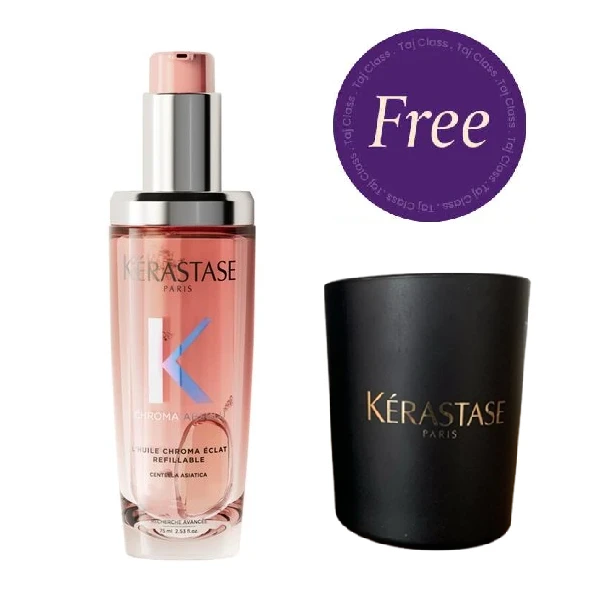 Kerastase Chroma Absolu L‘Huile Chroma Éclat Refillable 75ml + Kerastase Parfumee Scented Candle Free