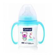 Optimal W/Neck Feeding Bottle180 Ml With Handle Blue 'Pink 'White