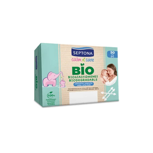 Septona Calm & Care Biodegradable Safety Cotton Buds, 50 Pieces