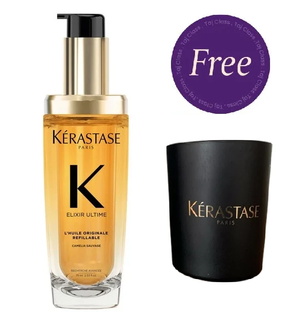 Kerastase Elixir Ultime L'Huile Originale Refilllable 75ml + Kerastase Parfumee Scented Candle Free