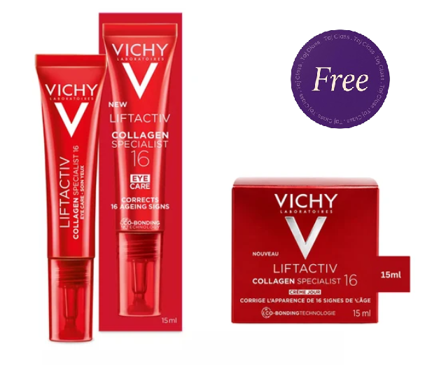 Vichy Liftactiv Collagen Specialist 16 Eye Care Fragrance-free 15ml + Liftactiv Collagen Specialist 16 Day Cream 15ml Free