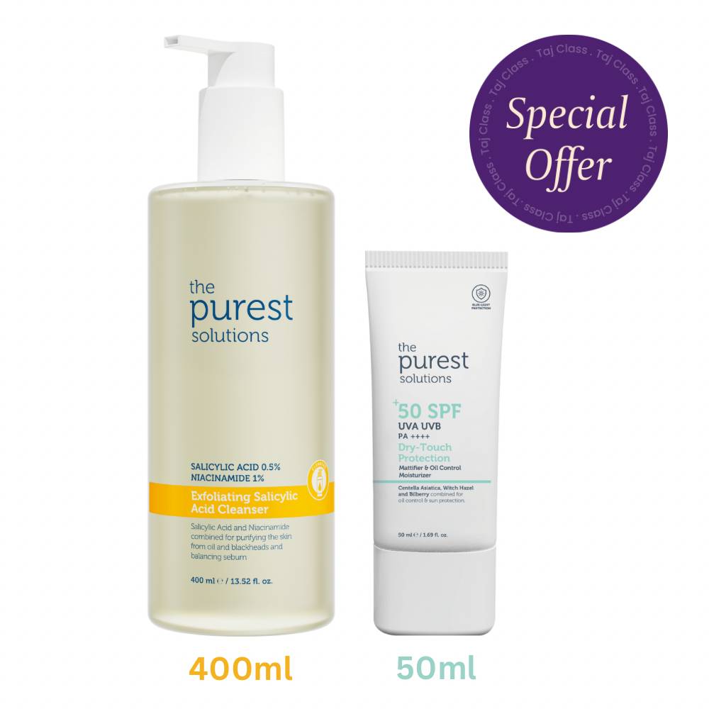 Salicylic Acid Cleanser 400ml & Dry Touch Sunscreen 50ml Offer - The Purest Solutions