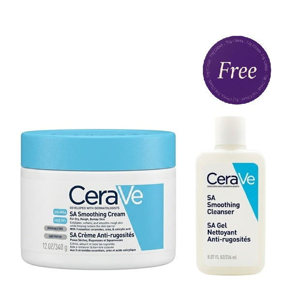 Cerave SA Smoothing Cream 340g + SA Smoothing Cleanser 20ml Free