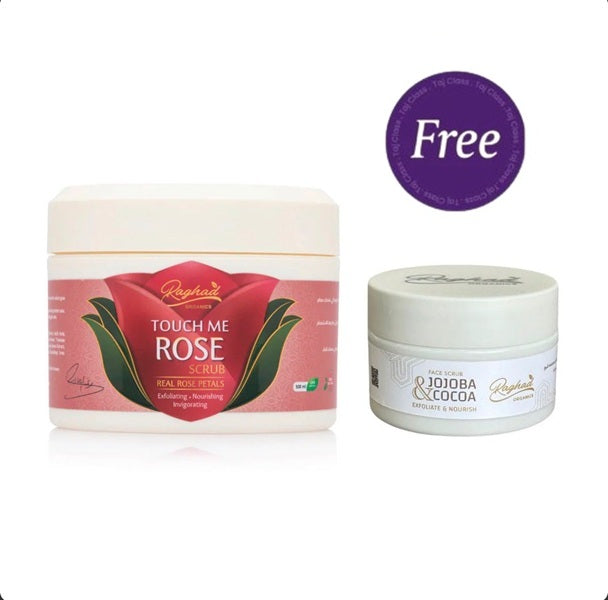 Raghad Organics Touch Me Rose Body Scrub 500 ml + Free Jojoba & Cocoa Scrub 50ml