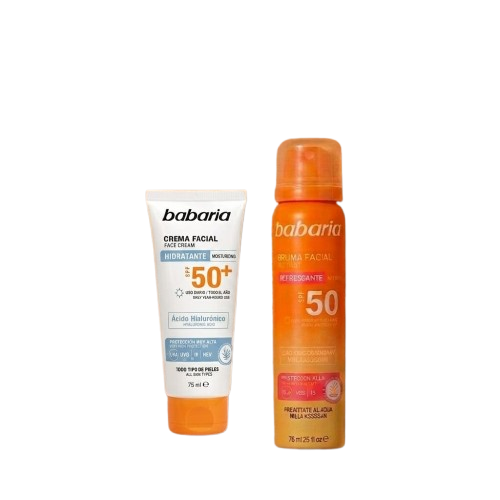 Babaria Sun Face Mist + Facial Sun Cream Hyaluronic Acid SPF 50+