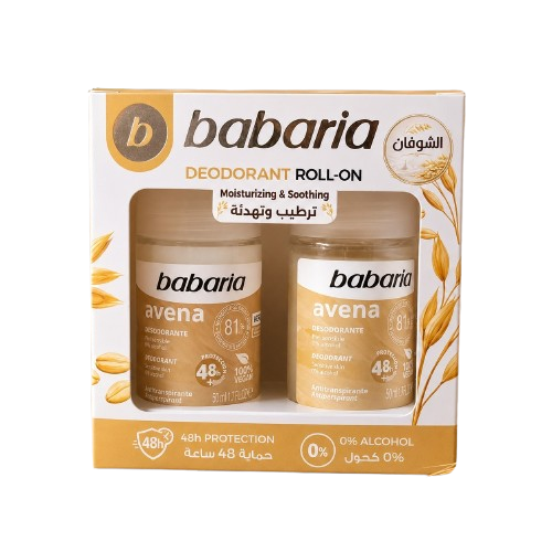 Babaria Deodorant Roll On Crystal Oat Twin Pack