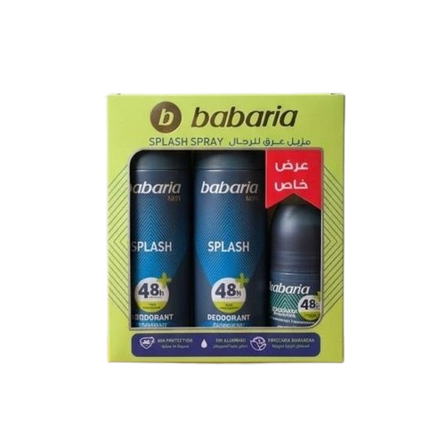 Babaria Splash Deodorant Spray For Men 200ml Double +Deodorant Roll On For Men 50ml