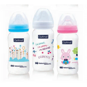 Optimal Wide Neck Feeding Bottle 300Ml Blue 'Pink 'White