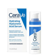 CeraVe Hydrating Hyaluronic Acid Serum packaging and bottle on a white background
