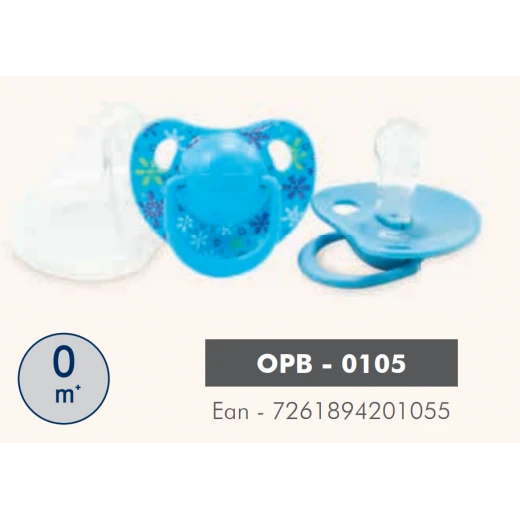 Optimal Round Nipple Silicone Pacifier 0+ Blue' Pink 'Purple