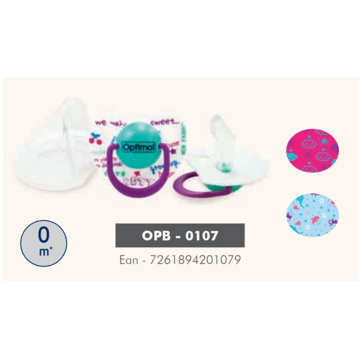 Optimal Orthodontic Silicone Pacifier 0+ Blue 'Pink 'Purple 'White