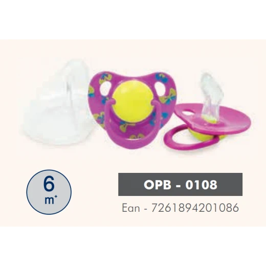 Optimal Orthodontic Silicone Pacifier 6+ Blue 'Pink 'Purple 'White