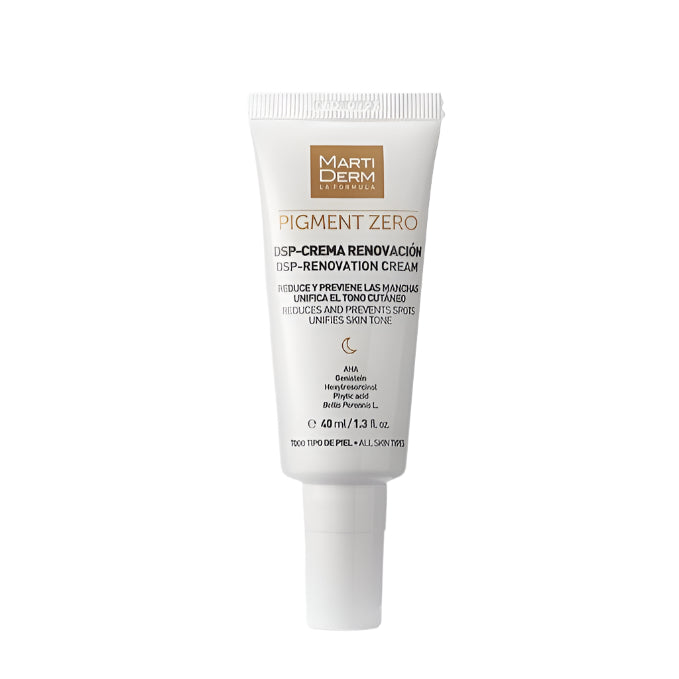 Tube of Martiderm Pigment Zero DSP-Renovation Cream on a white background