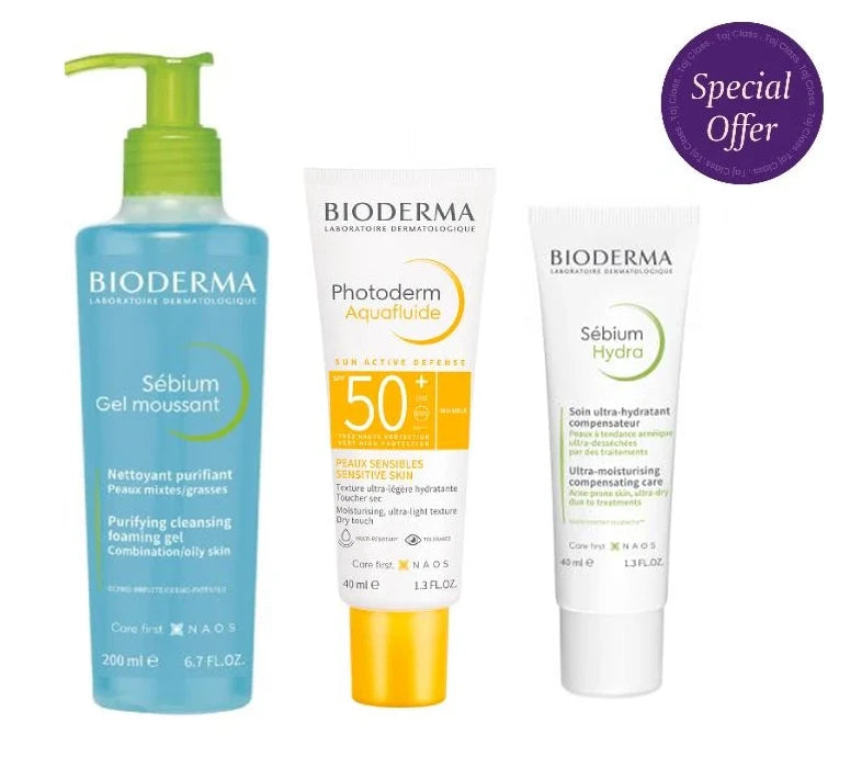 Bioderma Sebium Gel Moussant Purifying Cleansing Foaming Gel 200ml + Sebium Hydra 40ml + Photoderm Aquafluid 50+ Spf 40ml